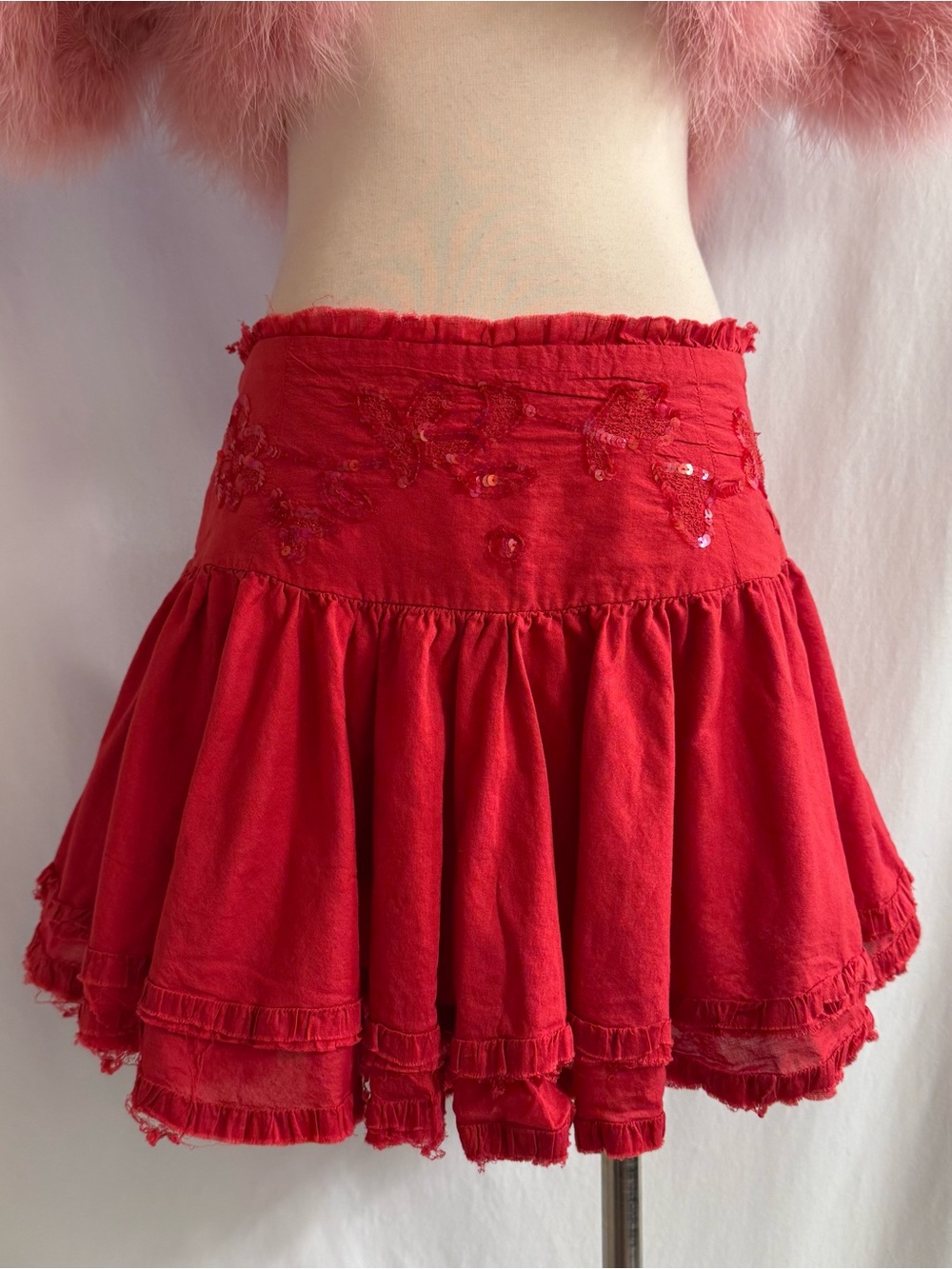 Y2K Wet Seal Red Cotton Fairy Skirt